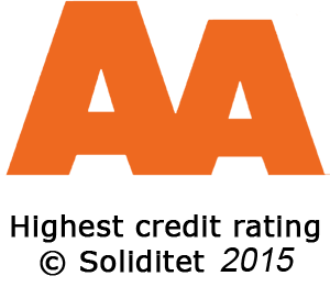 Our company has an AA rating, which signifies high creditworthiness according to the Soliditet evaluation system, which is based on approximately 2,400 decision parameters. This information is completely up to date and is refreshed daily via the Soliditet database.